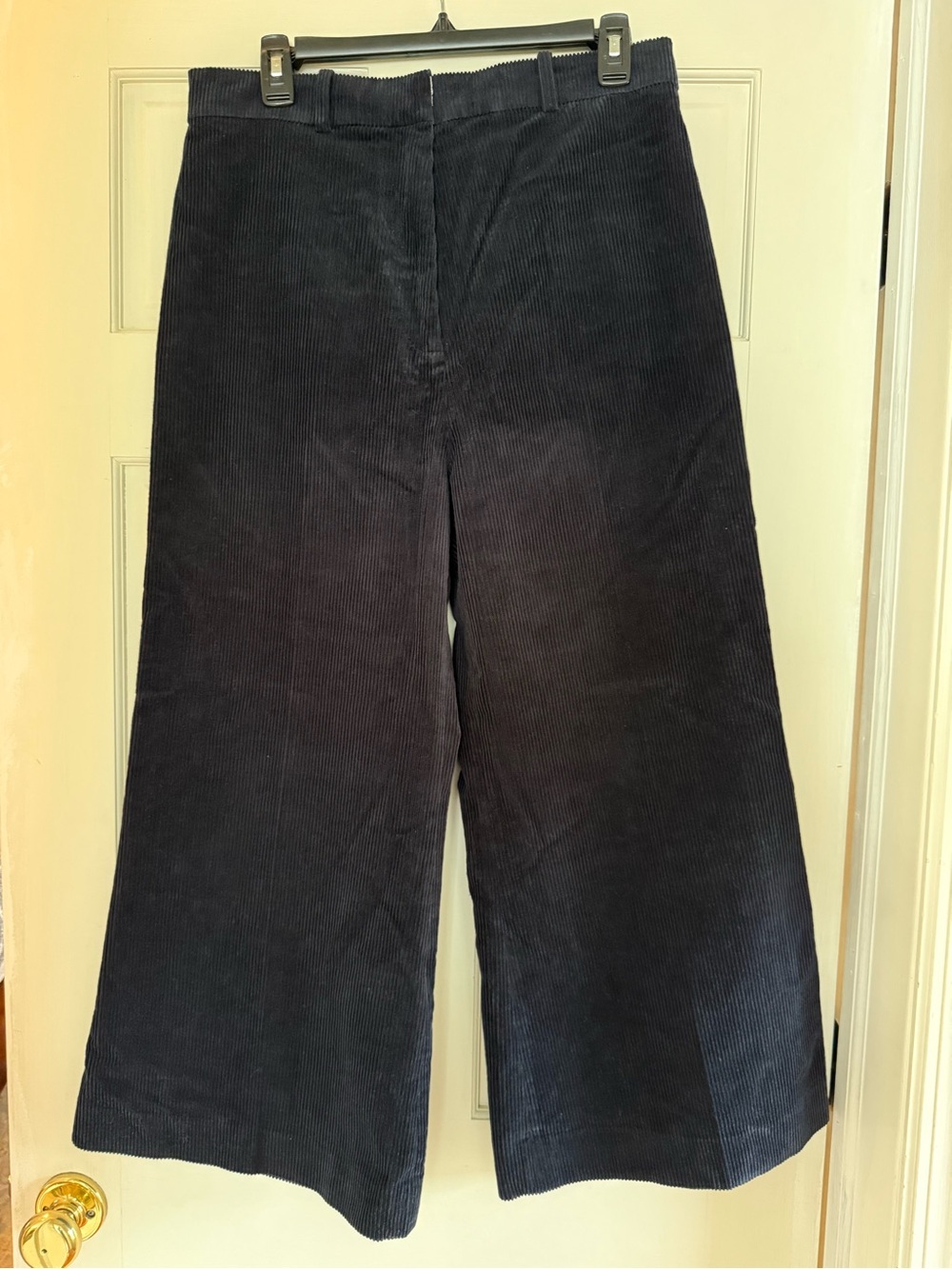 Wide-Leg Corduroy Pants in Navy Blue